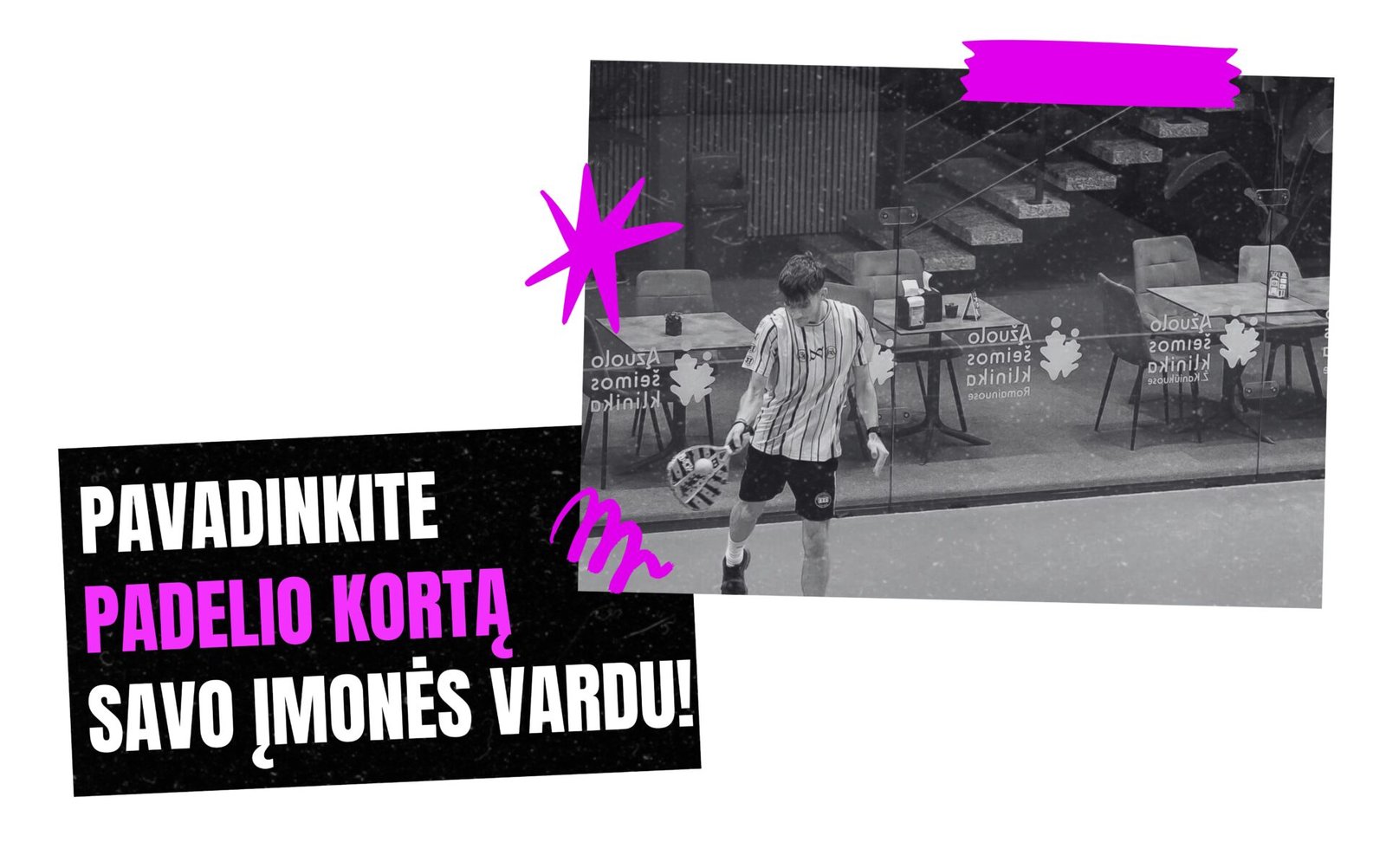 Reklama padelio arenoje, padelio kortuose