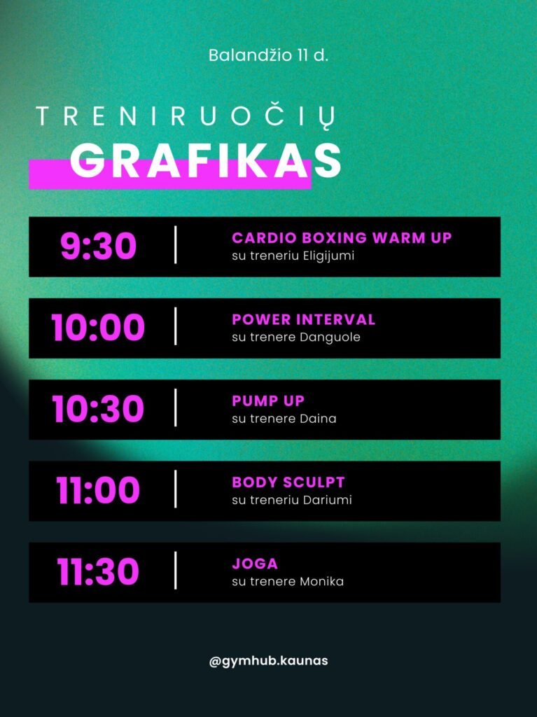 GYM HUB maratono tvarkarastis